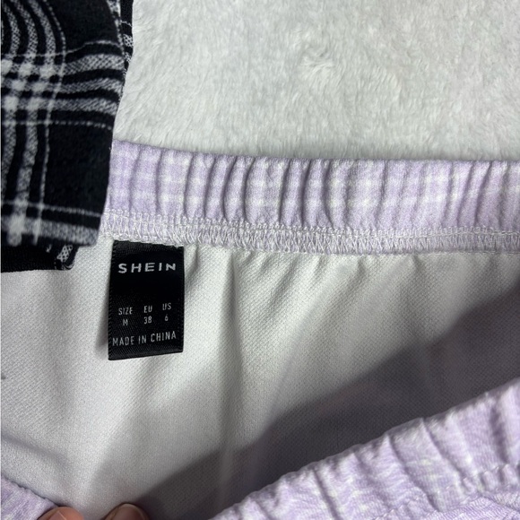 SHEIN Black and Lavender Plaid Skirt Set - Picture 2 of 2